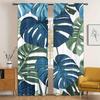 2pc Tropical Leaf Print Curtains, Polyester Fabric, Machine Washable, Suitable for Living Room, Bedroom, Kitchen