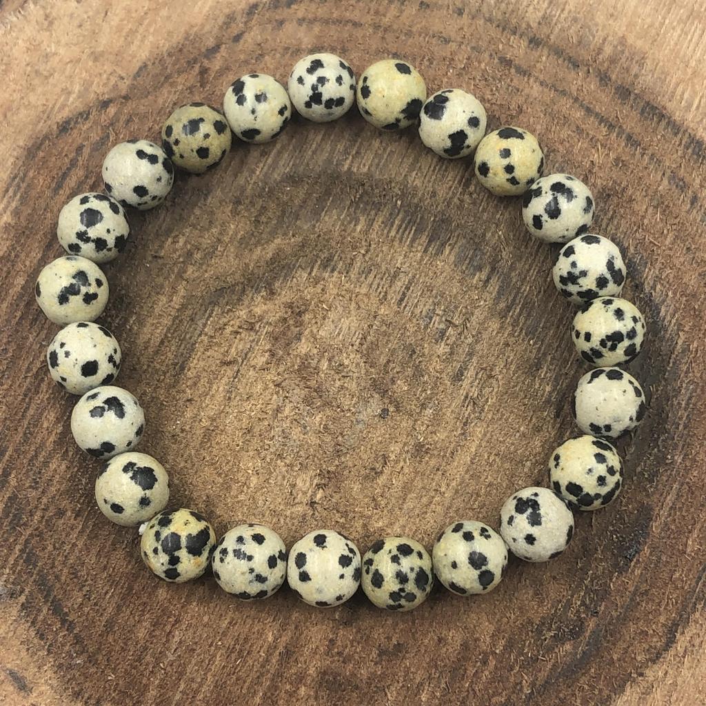 8mm Natural Dalmatian Jasper Gemstone Beads  Bracelet, Handmade Unisex Bracelet, Stretch Bracelet, Unisex Beads Jewelry For Gift RBB-1
