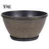 Outdoor Garden Planter Resin Flower Planters, Vintage Plant Pot with Drainage Hole & Saucer, Lightweight Stable Container for Indoor Outdoor,