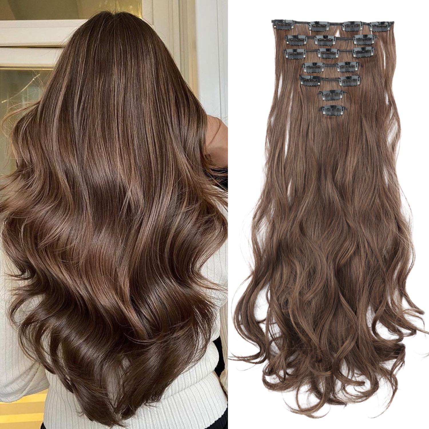 Европейский и американский женский набор из 7 париков с кудрями, 16 зажимов, высокотемпературное волокно