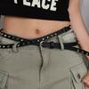 Thin Women's Rivet Belt Extra Long Dress Jeans Belt Fashion Leather Waist Belt  Spicy Girls