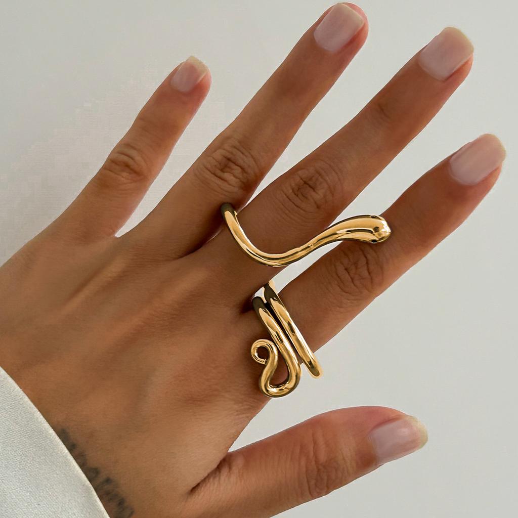 Ingemark 6 Styles Unique Large Petal Flower Twisted Wave Rings for Women Vintage Geometric Adjustable Ring Jewelry Steampunk Men