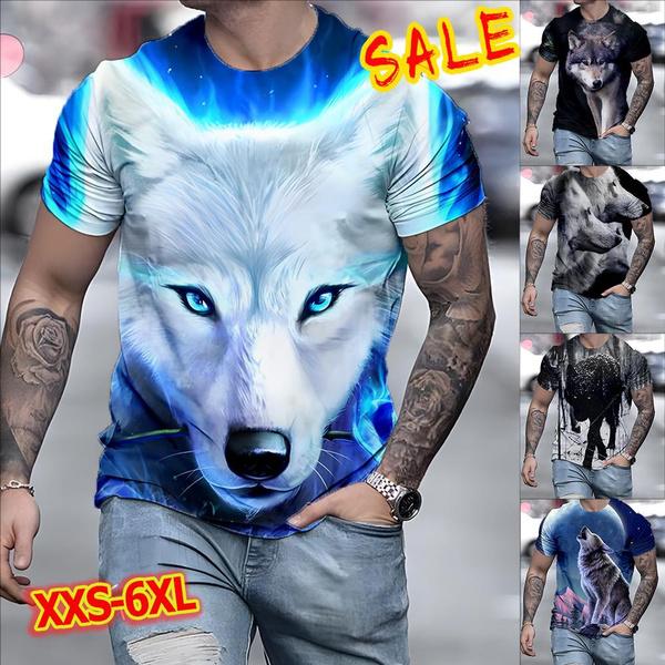 

Новая модная футболка с принтом волка, мужская и женская летняя повседневная рубашка с коротким рукавом, индивидуальная рубашка, топ с круглым вырезом, топы XXS-6XL