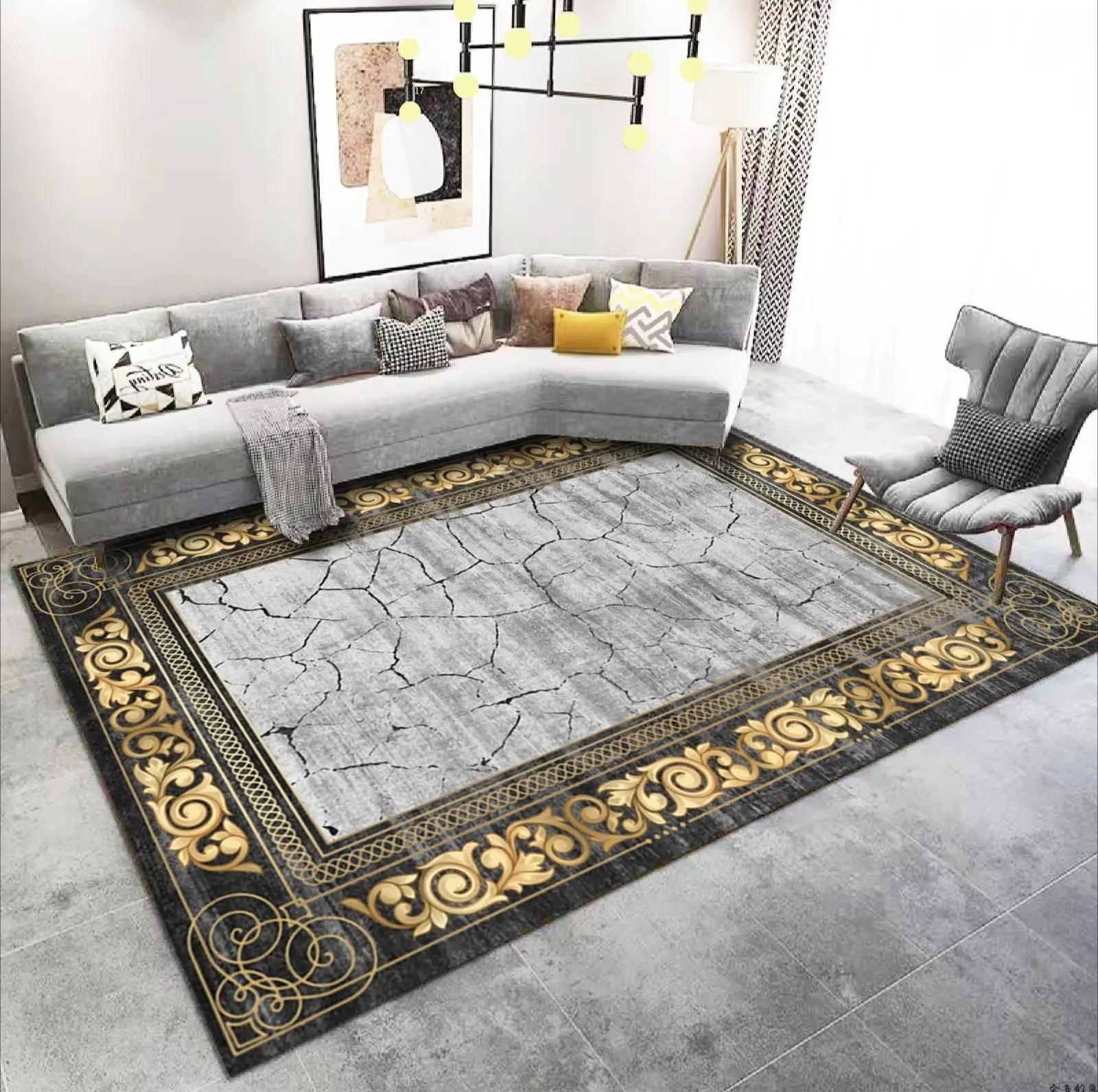 

Modern Luxury Golden Carpet Abstract Design Large Living Room Rug Coffee Table Mat Home Decor tapis salon 60*90cm