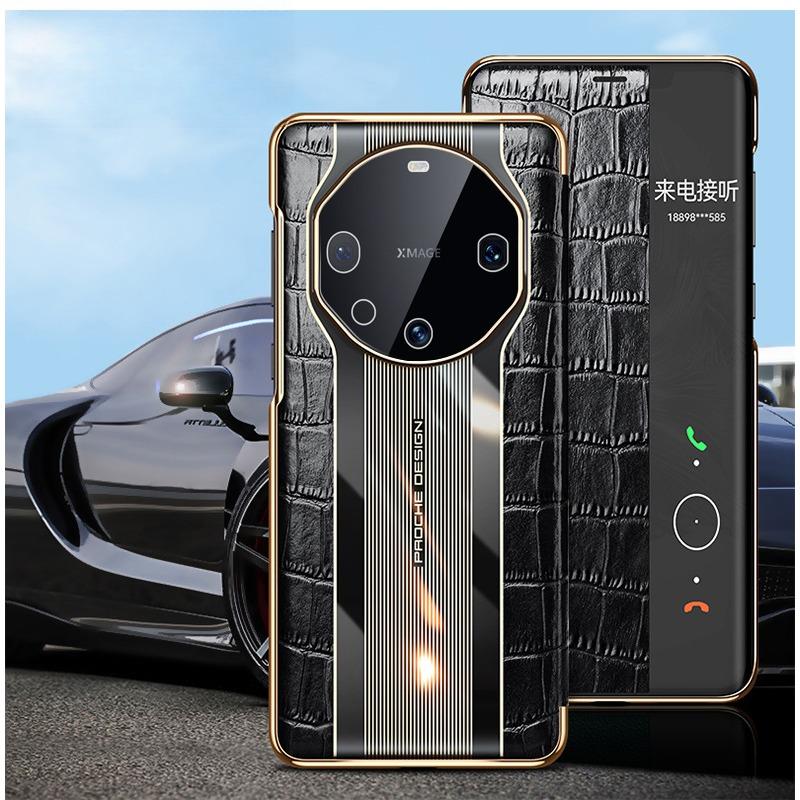 

Чехол для мобильного телефона Huawei Mate60pro Подходит для кожаного чехла с рисунком личи, Умная откидная крышка 50/40 Гальванизированный Магнитная адсорбция Противоударный чехол Huawei Mate40 RS