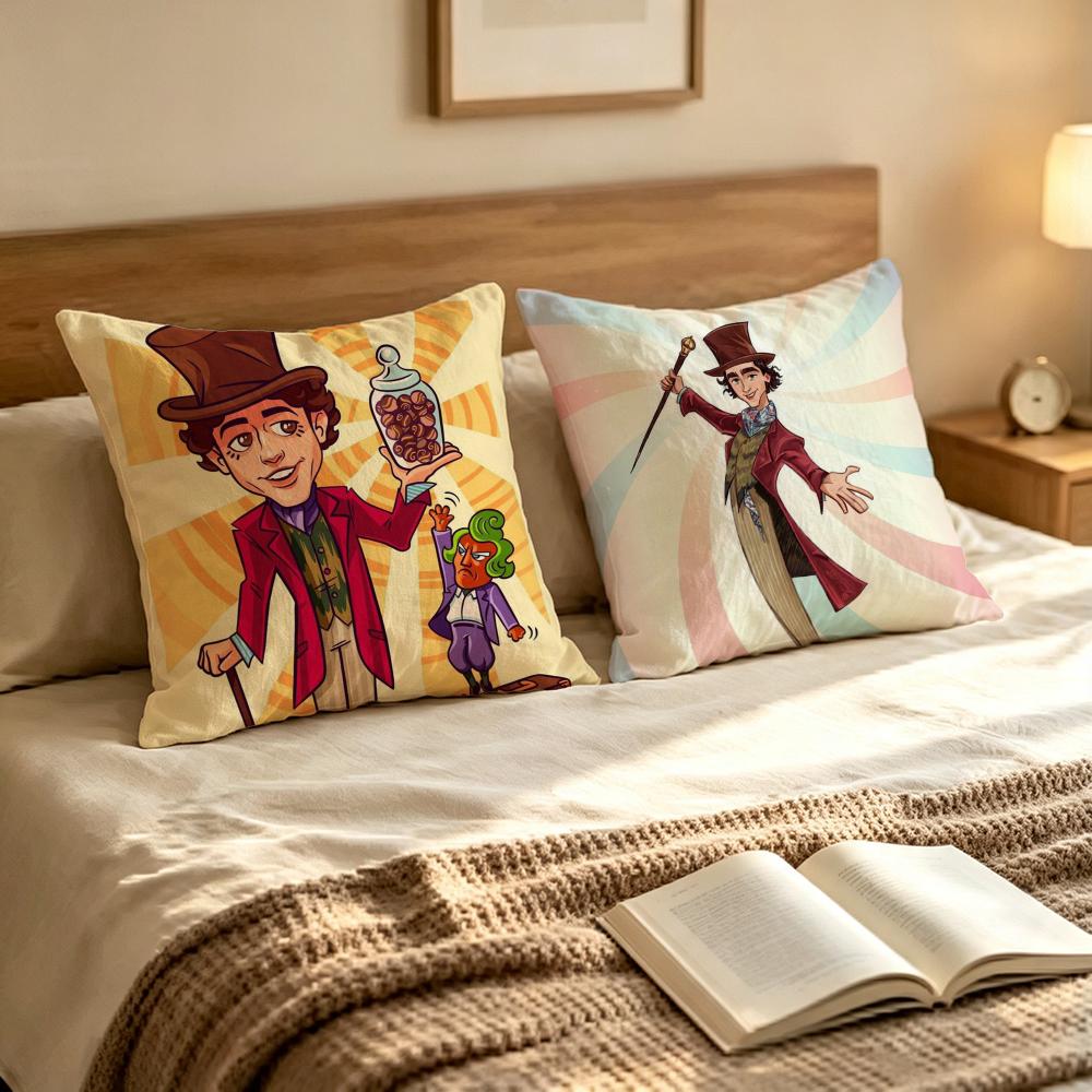 Tvshow Wonkas Cushion Cover Pillow Cover Nordic Minimalist Throw Doublesided Print Cushion Case For Sofa Bedroom Decor