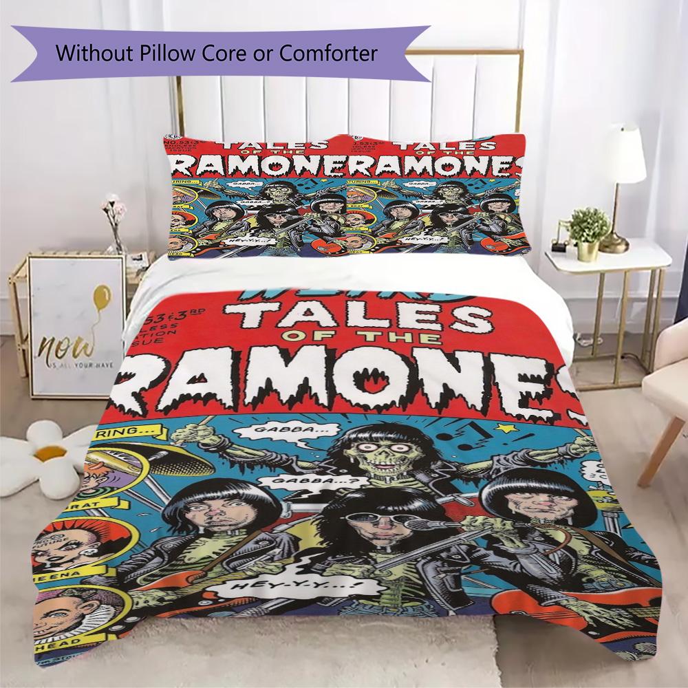 Ramones: Strange Talk Pattern Bedding,Quilt Set Quilt Cover Pillowcase Home Birthday Gift (1*duvet cover+2*pillowcase,without core)ZSJT0917075
