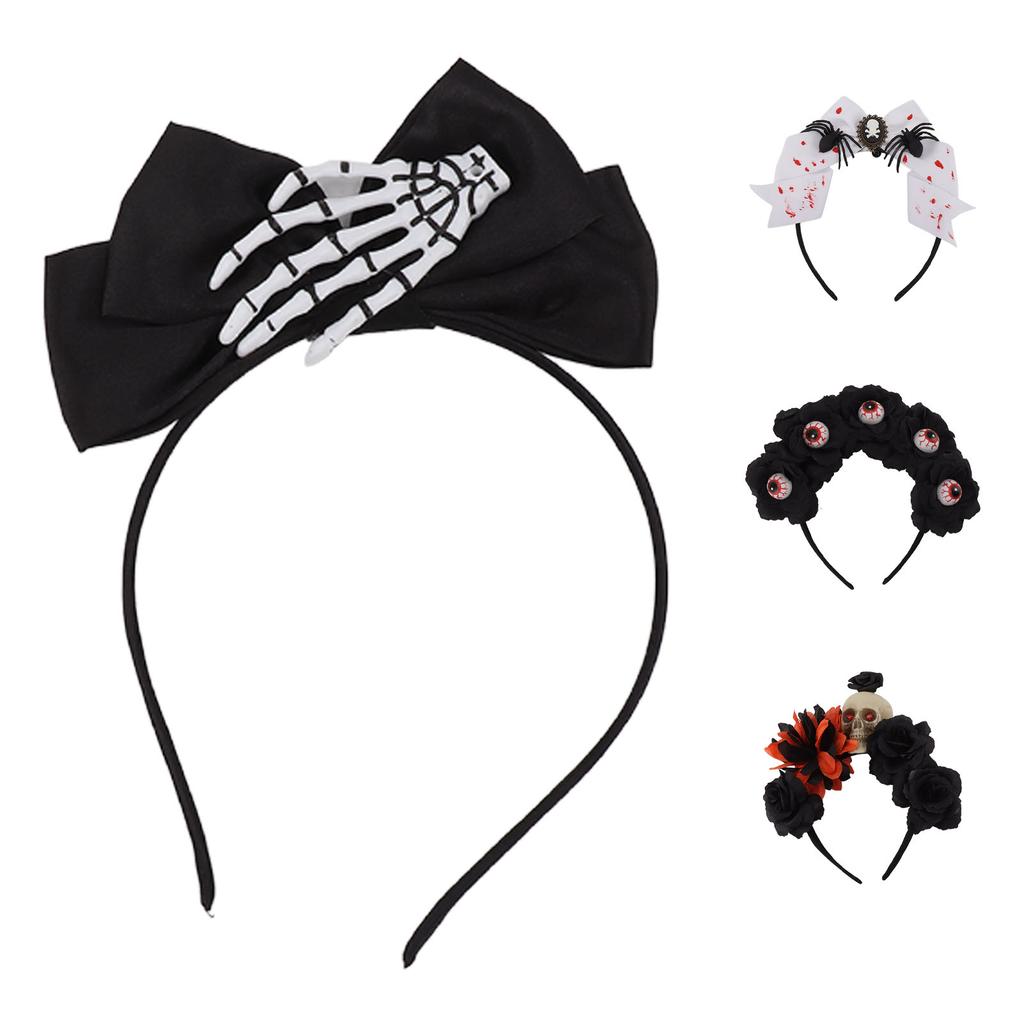 Halloween Headband Lifelike Hand Skeleton Skull Mischief Scary Costume Decoration for Party
