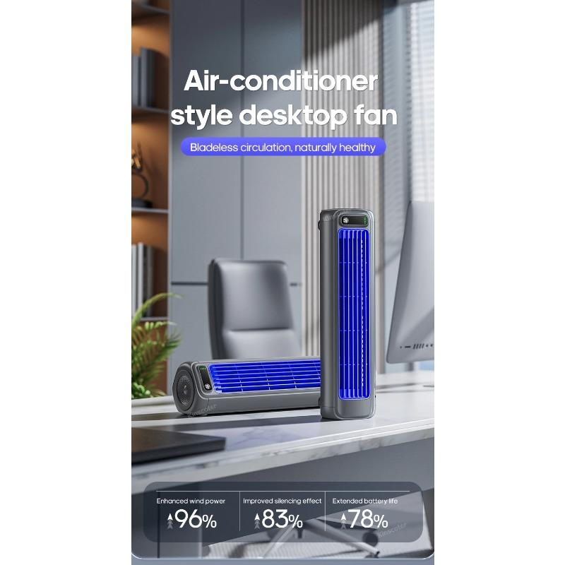 3 Speeds Desktop Air Conditioner Fan No Drilling Cooling Rechargeable Wall Mount Fan Silent for Home Kitchen Bathroom