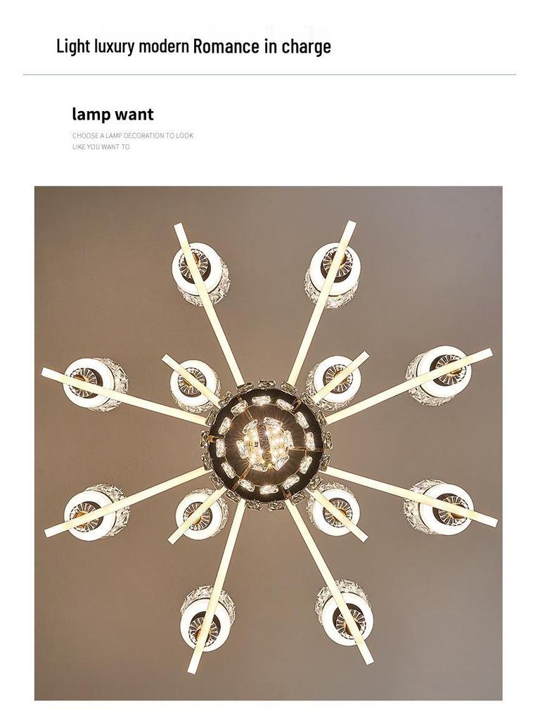 Chinese Style Luminous Crystal Chandelier: Modern Luxury Lighting for Living Rooms and Halls
