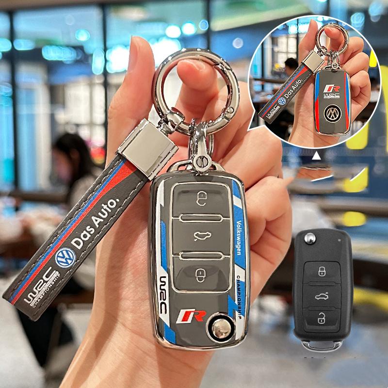 For VOLKSWAGEN TPU Car Remote Flip Key Case Cover Shell For Volkswagen VW Polo Golf Passat Tiguan Beetle Caddy T5 Up Eos Keychai