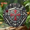 Vintage Metal Wall Art Knight Cross Decor 8x8 Inches Retro Medieval Tin Sign for Home Man Cave Bar