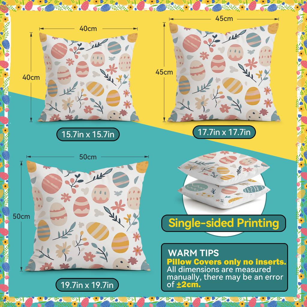 Pastoral Easter Eggs Pillowcase Printed Polyester 40/45/50cm Throw Pillowcover Decorative Sofa Cushion Pillowslip Home Decor