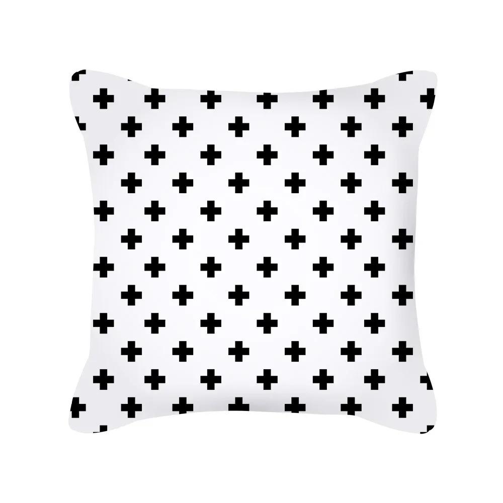 Kissenbezug schwarz und weiß, Kissenbezug mit geometrischem Druck, Moderner und schlichter Stil, Heimdekoration, für Sofa