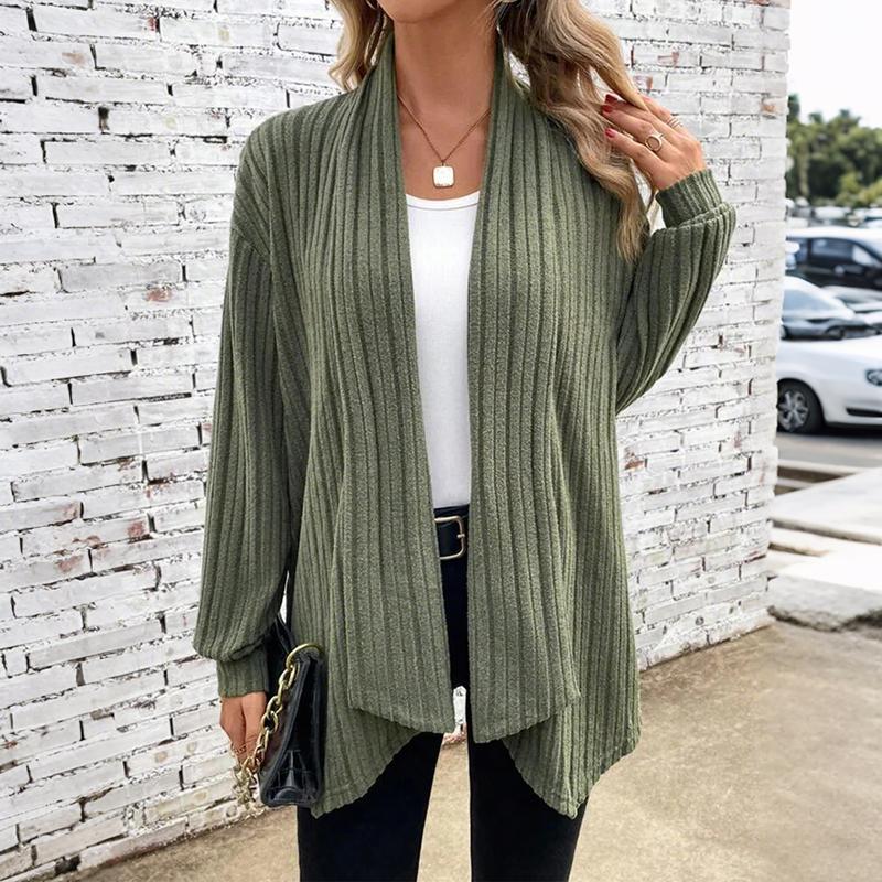 Women Autumn Winter Long Sleeve Irregular Solid Color Cardigan Coat