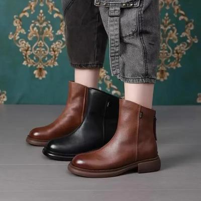 English Style Short Boots for Women, Spring and Autumn Single Boots for Women, 2024Autumn and Winter New Vintage Women's Shoes,