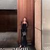 Elegant Plus Size French Style Black Mesh Fishtail Dress with Inner Long Skirt