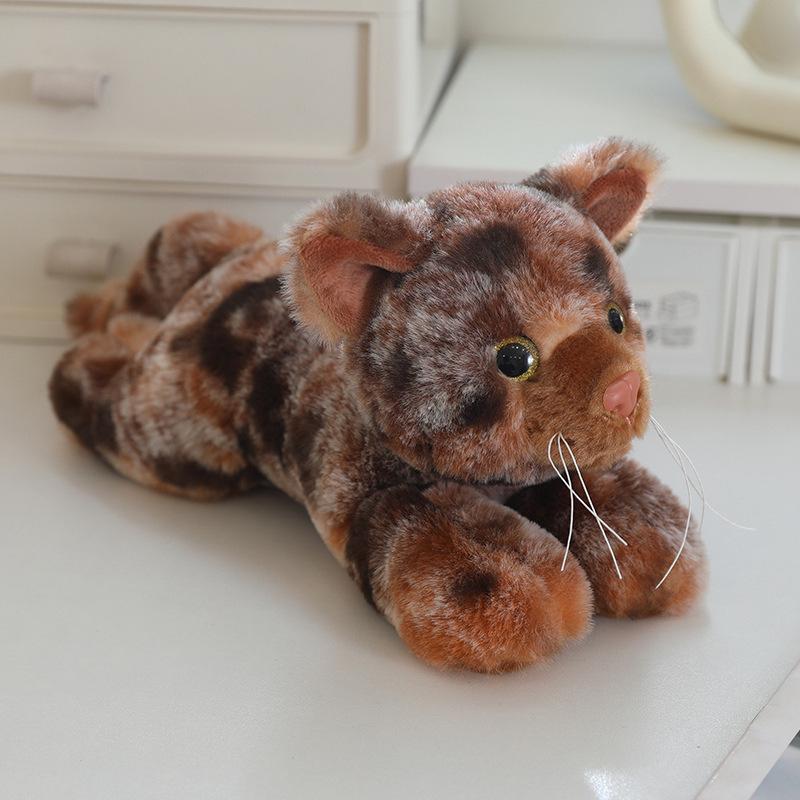 Calico & Siamese Cross-legged Cat Plush Toy Pillow for Women Brown Tabby Cat