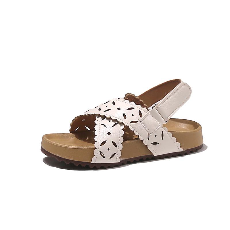 

2026 Summer Cross Strap Hollow Out Girls Sandals - Korean Style Casual Beach Shoes Size 23, inner length 15cm білий