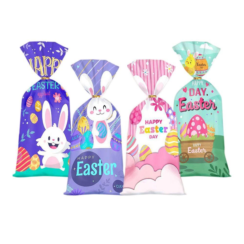 

50PCS Drawstring Easter Candy Bags Snack Decoration Easter Eggs Easter Gift Bag Rabbit Ears Party Supplies Cookies Snack Packing 27x12.5cm
