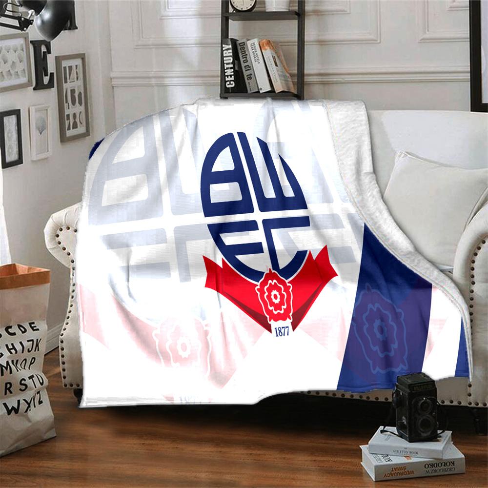 Bolton Wanderers Crest Design Flannel Blanket, Soft Polyester, Modern Design, All-Season for Camping, Travel, Gifts for Holidays or Birthdays