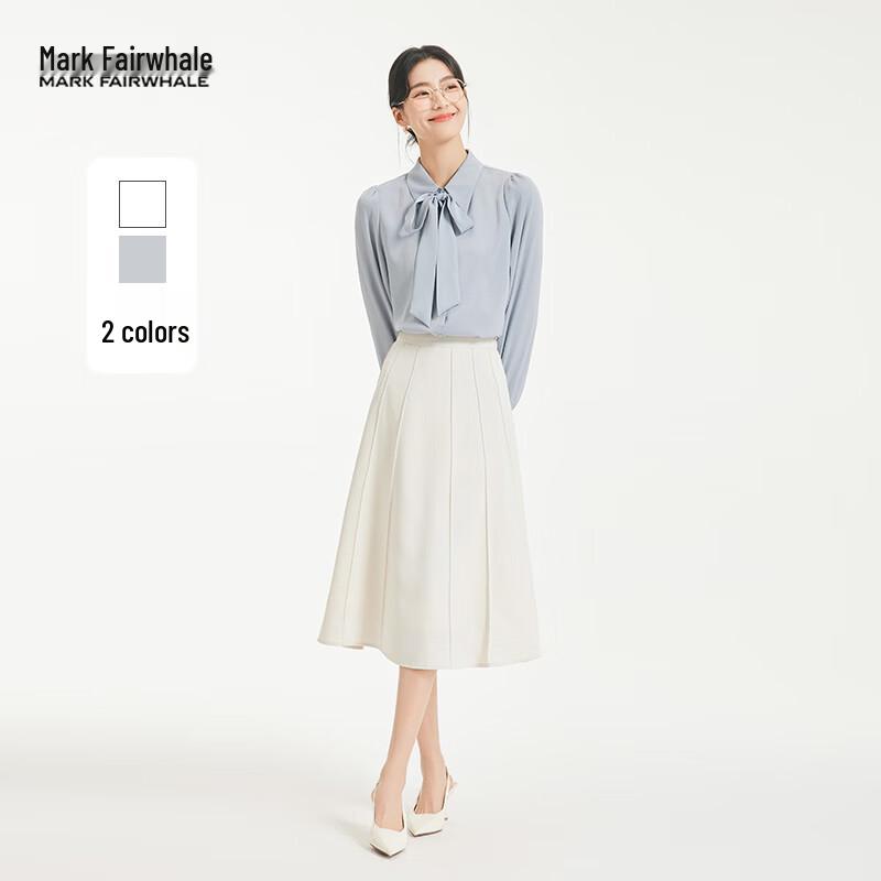 MARK FAIRWHALE Women s Bow-Tie Long-Sleeve Formal Shirt M