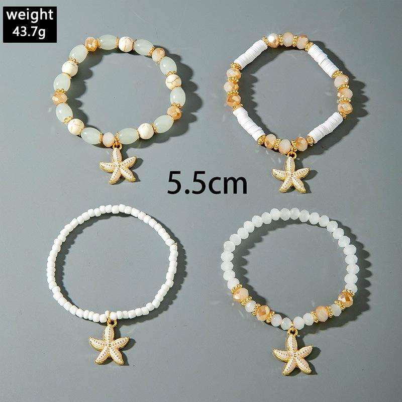 Accessories Bohemian Multi-layer Beaded Bracelet, Beach Wind Starfish Pendant Colorful Bracelet Set