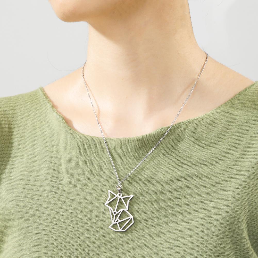 Gold Amulet Fox Animal Pendant Necklace Stainless Steel Statement Choker Chain Necklaces Jewelry Accessory Women