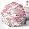 My Sweet Piano & My Melody Automatic Opening and Closing Cartoon Umbrella, Lightweight 3-Fold, With Cute Cartoon Characters, Suitable for Home, Outdoo