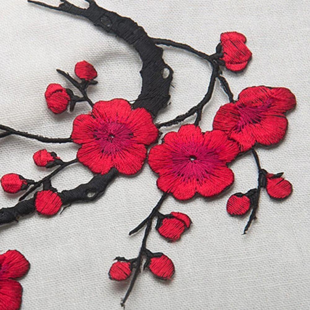 Flower Shaped Plum Blossom Applique Embroideried Self-adhesive Cloth Patches Iron on Exquisite Clothes Sticker Bag Decoration