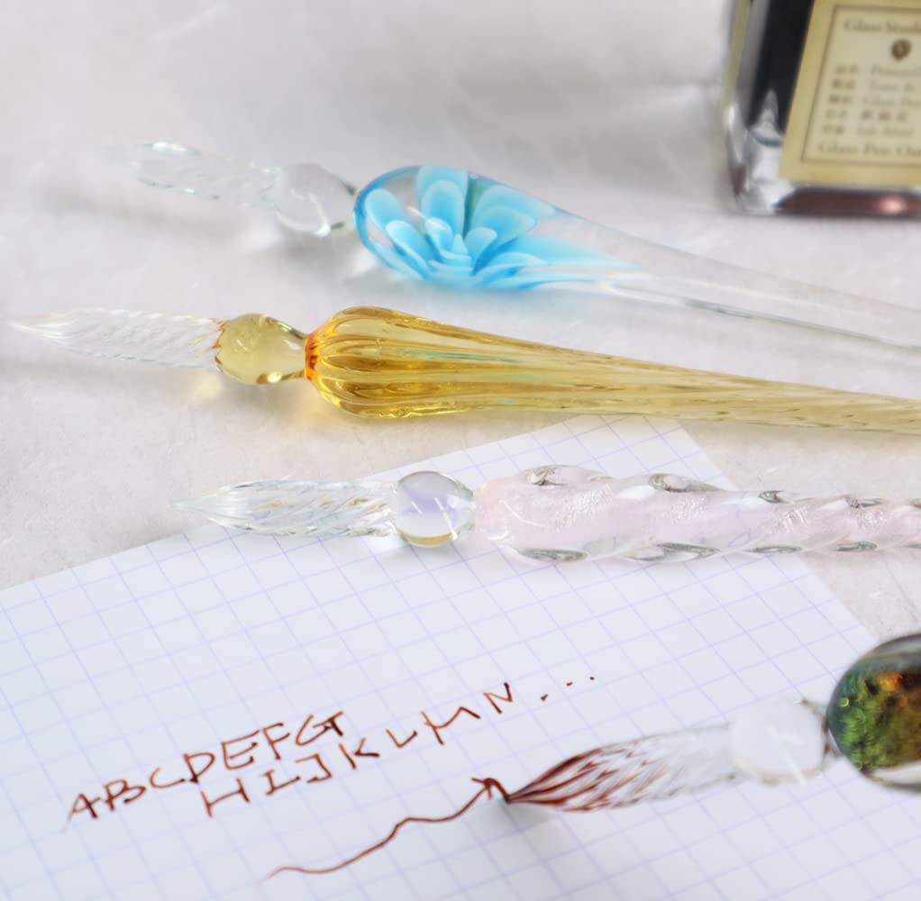 Kitera Glass Pen Peacock Stylish Letter Writing with Dedicated Presentation Instruction and Polishing [Comes Box, Manual, File] KGP-PC