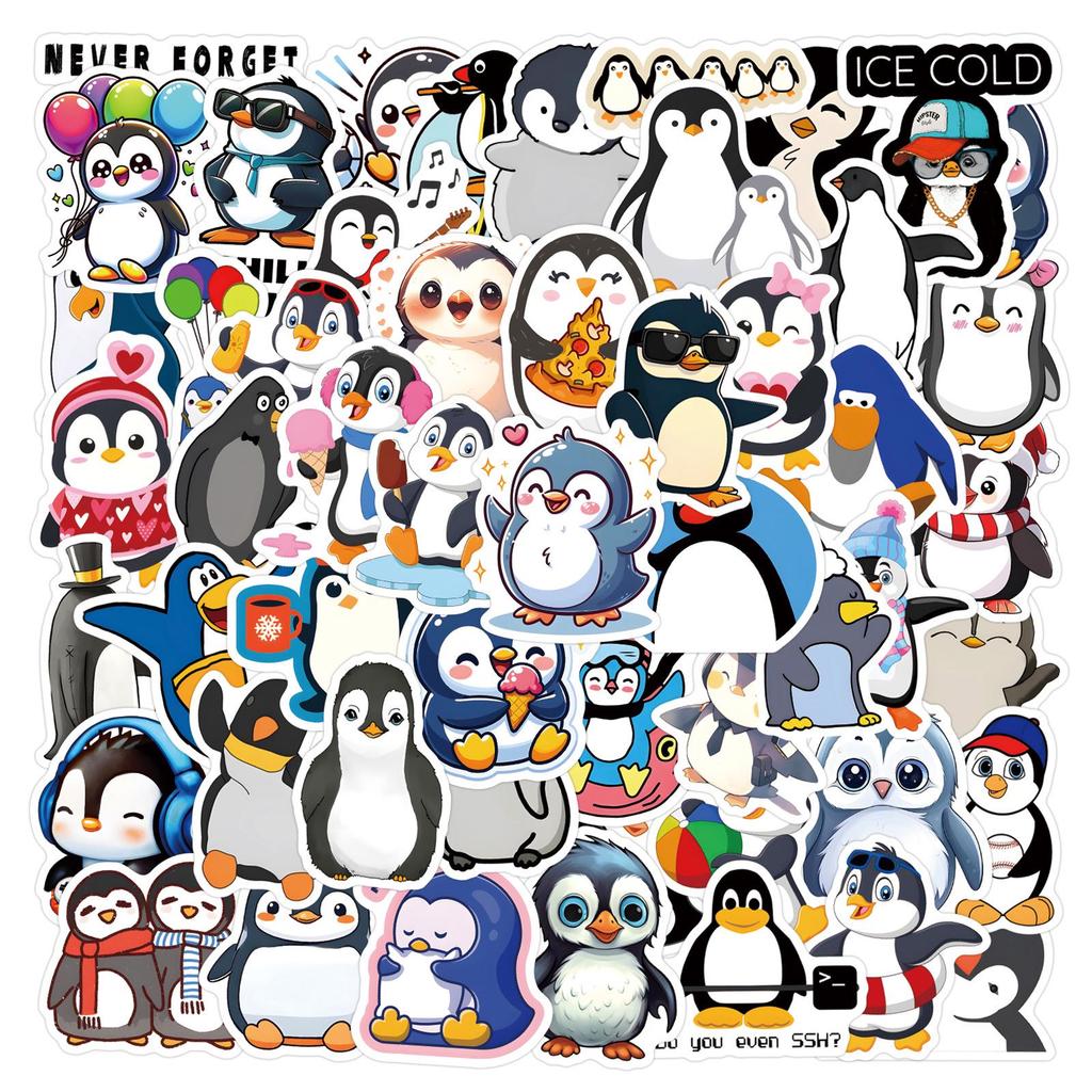 60 Cartoon Penguin Stickers: Waterproof Decorations for Journals, Water Bottles, and Computers