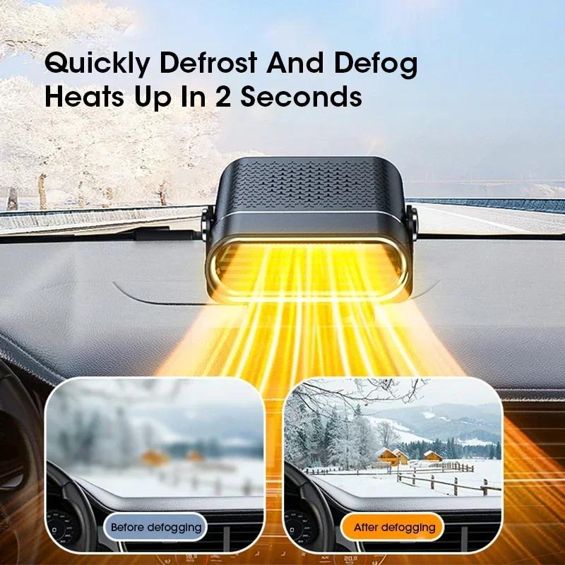 12V Car Heater Defroster & Defogger 2-in-1 Fast Heating 360° Rotation for Car Truck Windshield