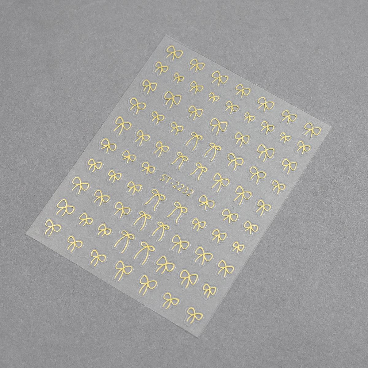 3D Bowknot Nail Stickers - Black, White, Gold, Silver, Red Self-Adhesive Decals