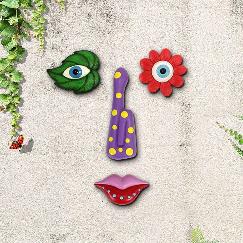 1 Set Wall Hanging Leaf Tree Face Statue Colorful Facial Features Sculptures  Wall Decor