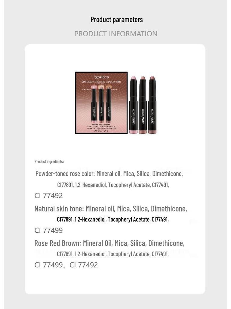 Zephoco Seidige & Pigmentierte Creme-Lidschattenstift-Set - 3 Vielseitige, Einfach Aufzutragende Farben für den Täglichen Gebrauch