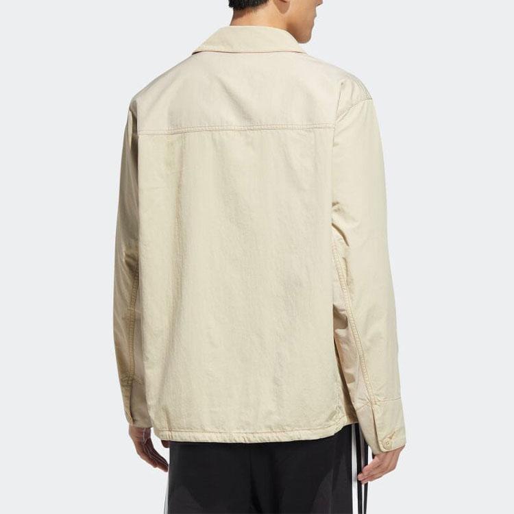 Adidas Originals Pure Color Single-Breasted Contrast Stitching Work Jacket Men Jackets Khaki HM8015