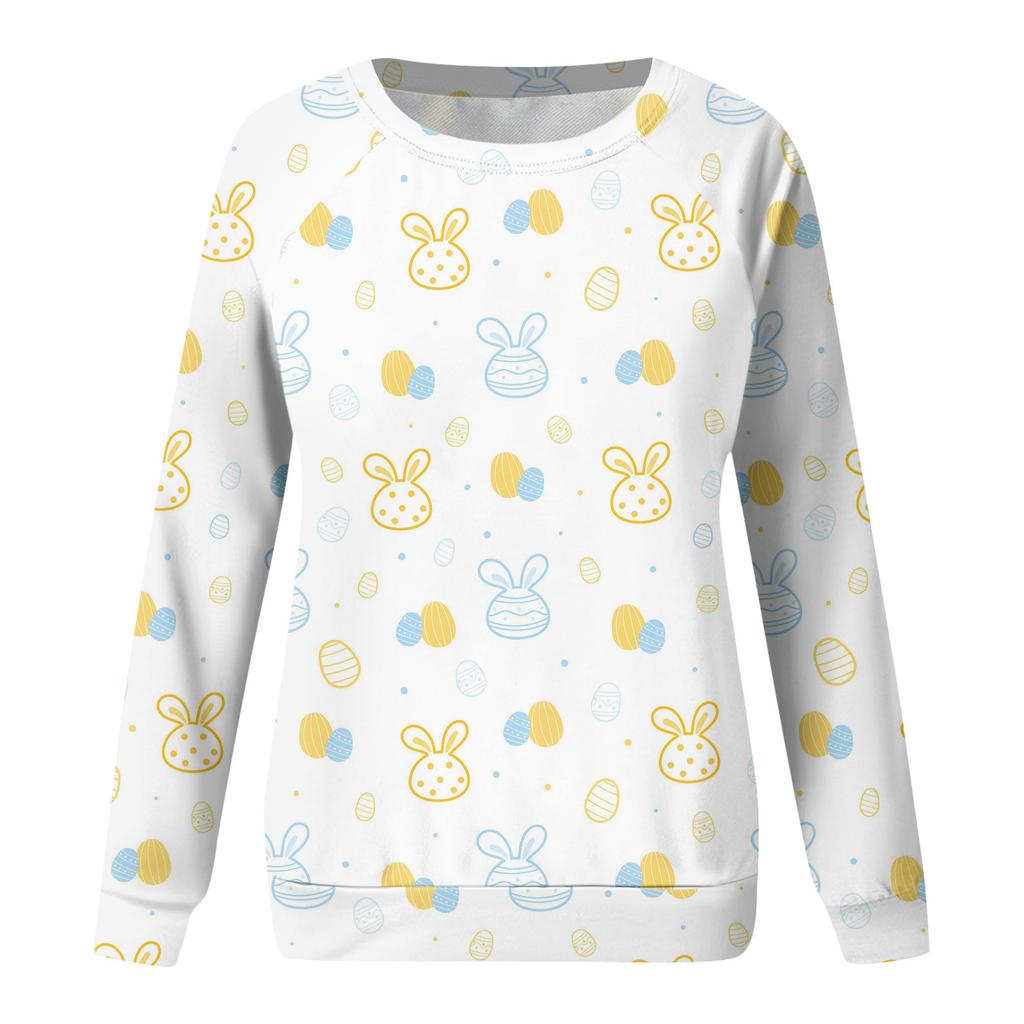 Dámská módní ležérní mikina s dlouhým rukávem a potiskem, kulatý výstřih
