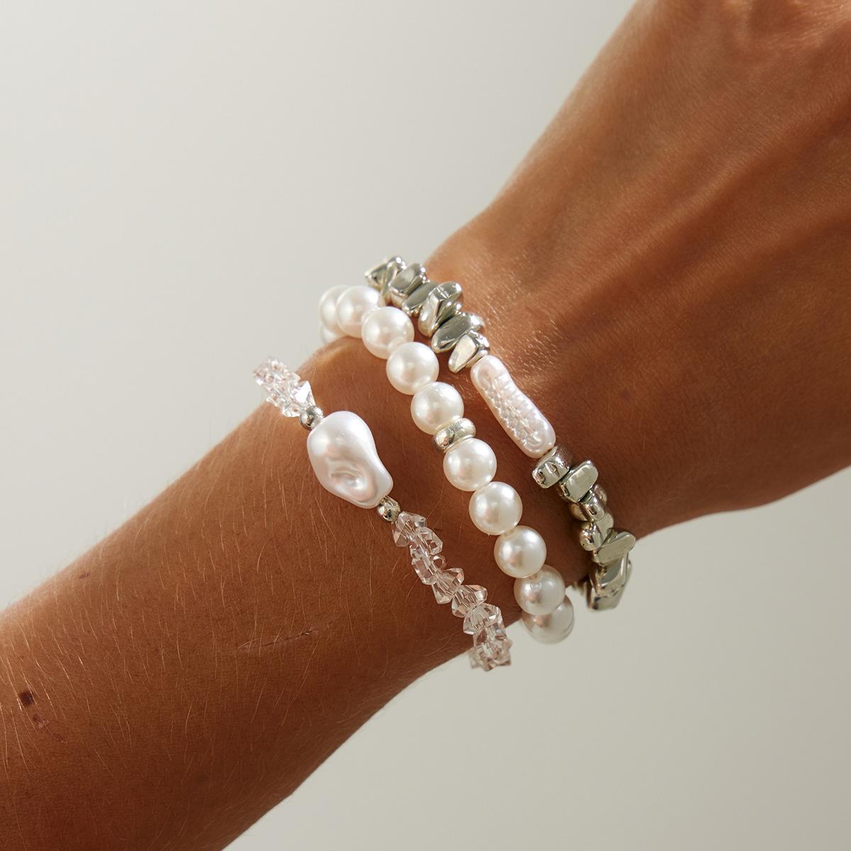 Simple Irregular Crystal Beaded Bracelet Baroque Shaped Imitation Pearl Jewelry