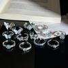 Summer New Glacier‑Blue Gradient Butterfly Flower Light‑Luxury Temperament Open Ring Niche Unique Design Adjustable Index Finger Trend Jewelry