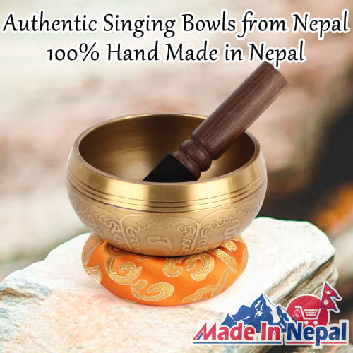 Tibetan Singing Bowl Set - 100% Hand-Hammered Nepalese Sound Bowls for Meditation, Yoga, Chakra Meditation Accessories, Unique Gift for Women and Men