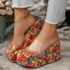 Fashion Summer Transparent Platform Heels Slippers for Women Mixed Color Wedge Slippers Woman Outdoor Open Toes Woman Slides