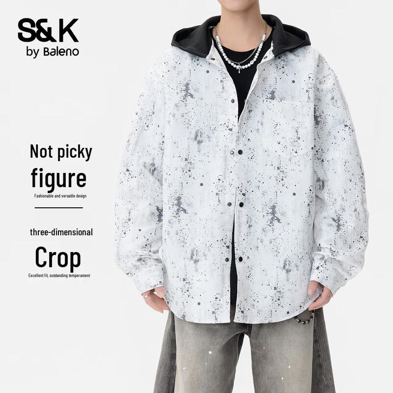 

Baleno S&K Men s Splatter Print Hooded Shirt 3XL