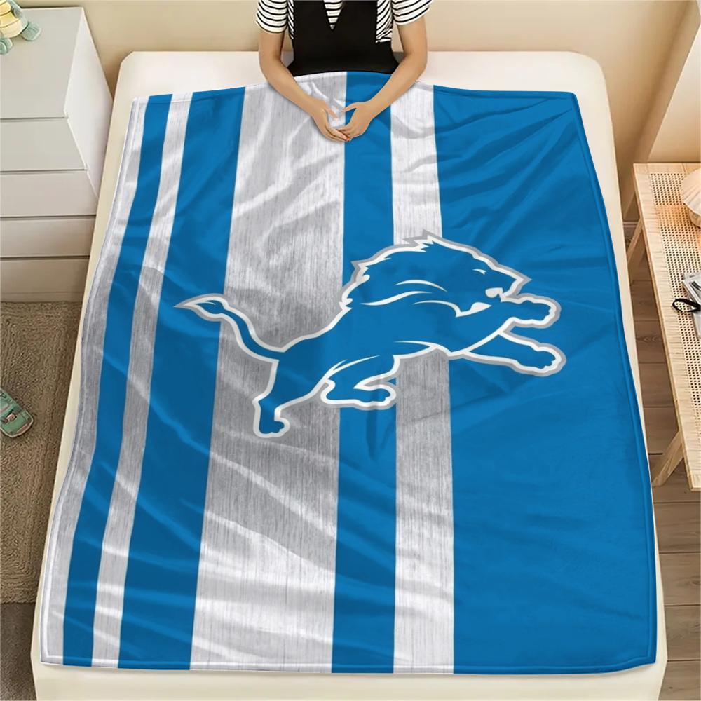 Coperta in Flanella Stampata Detroit Lions, Alta Qualità, Confortevole per Tutte le Stagioni, Arredamento per la Casa, Calore e Comfort, Perfetta per Regali di Natale