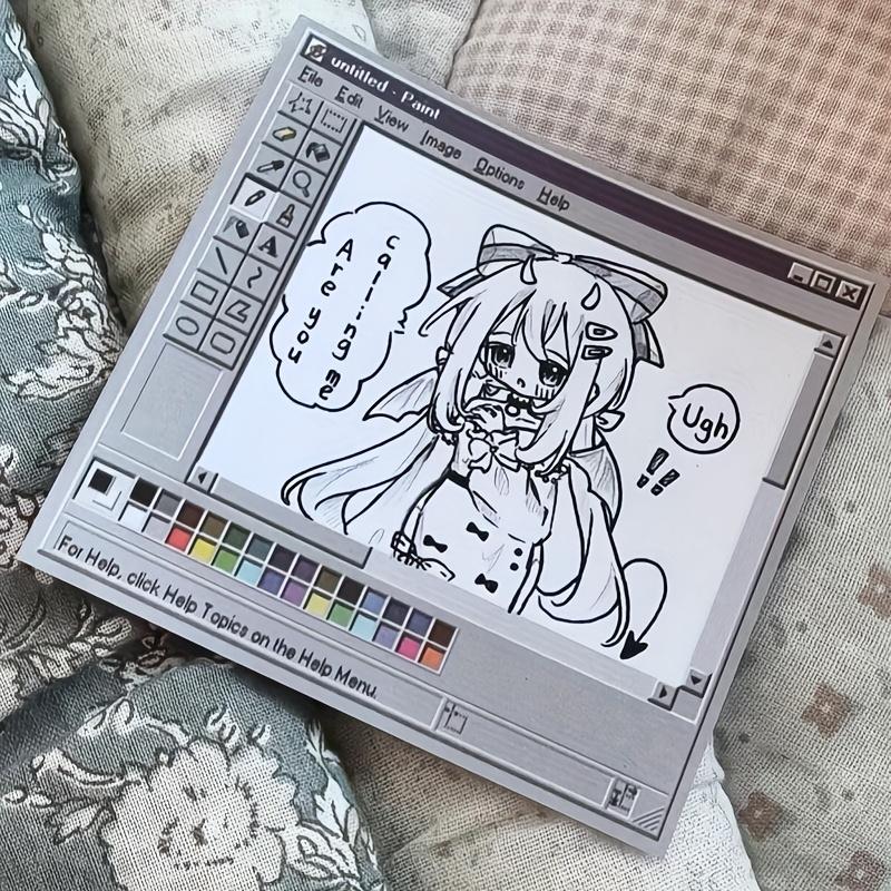 Sticky Notes 50 Sheets Retro Computer Drawing Pad - Square Design, Perfect for Artists and Office Use, Ideal for Creating Vintage Style Artwork