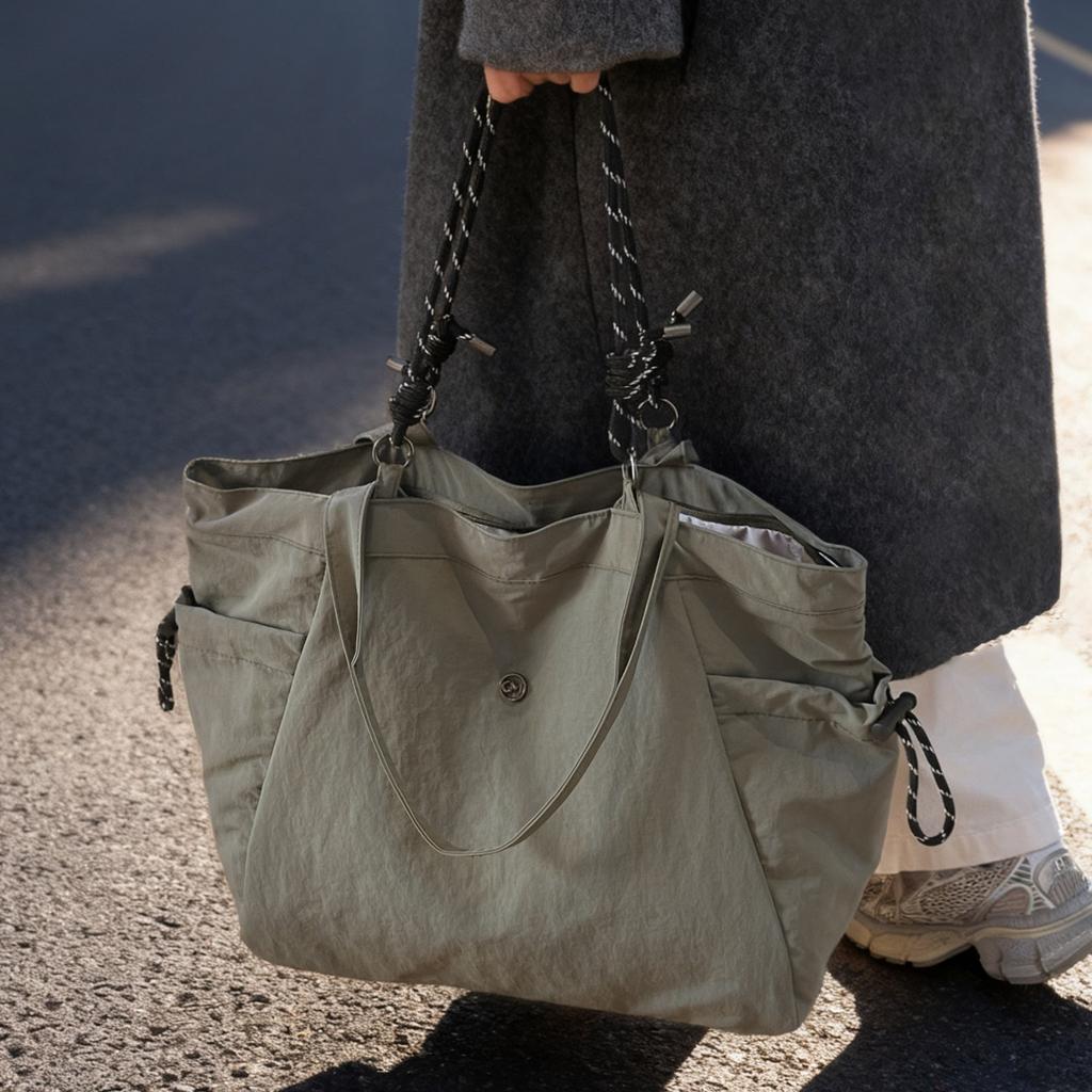 Fashion casual canvas bag women's 2025 new Korean version large-capacity student class bag commuter tote shoulder bag