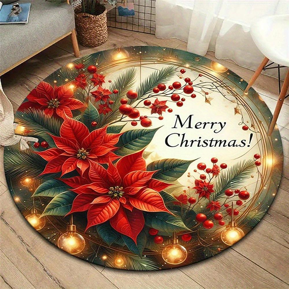Christmas Round Rugs: Snowman, Santa,Tree & Gingerbread Delights for Festive Home Decor Room Floor Mats New Year Home Decoration