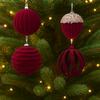 4pcs Delicate Christmas Tree Pendant Flocked Xmas Hanging Ornament Velvet Christmas Ball  Holiday