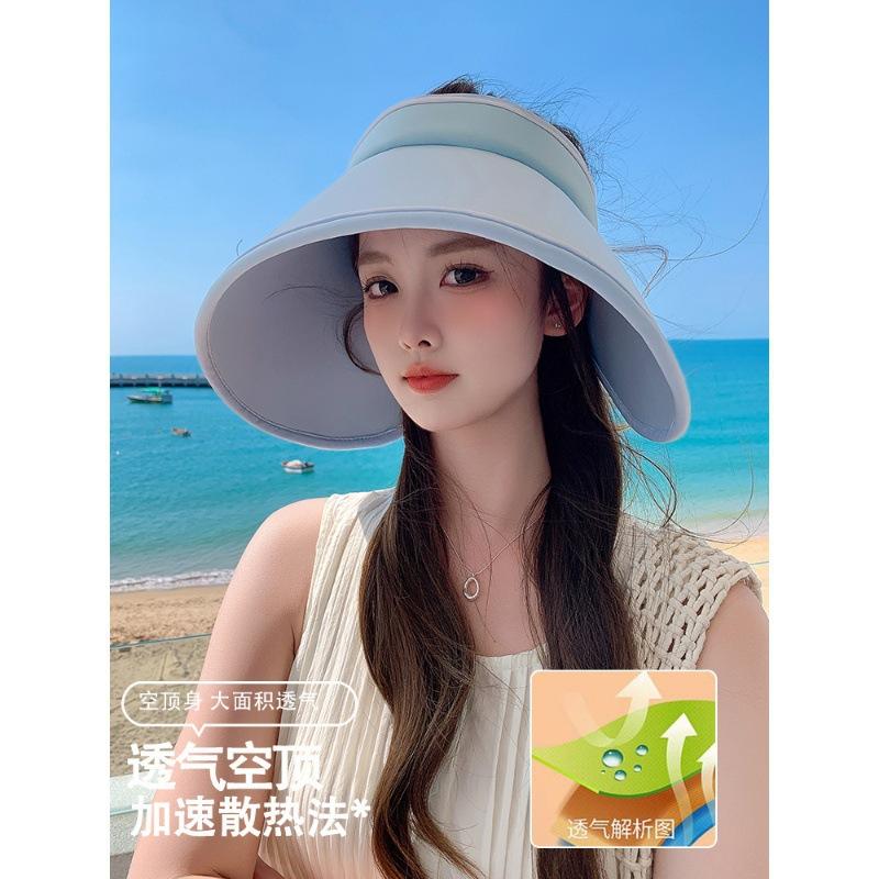 Wrap-around full face sunscreen hat women's summer big brim empty top sun hat cycling UV protection ice silk sun hat