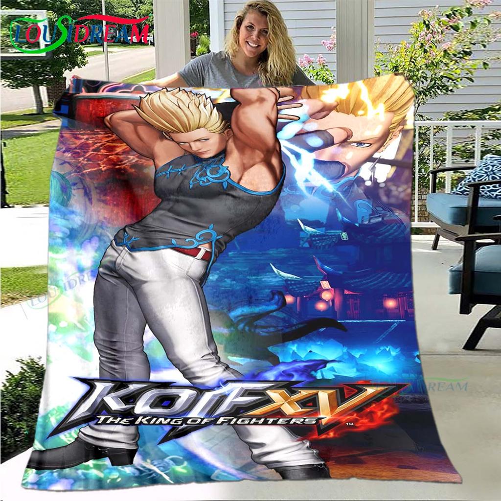 Hot Game The King of Fighters Pattern Blanket Flannel Thin Blanket Portable Home Travel Office Lunch Break Blanket Birthday Gift